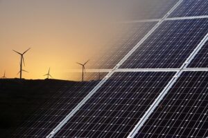 solar panels and wind turbines