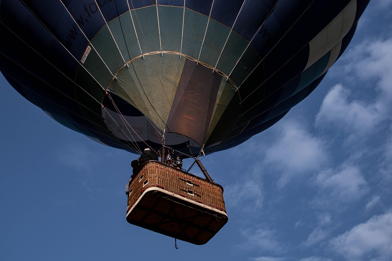 hot air balloon, flying, sky, floating, basket, gondola, balloon, hot air balloon ride, sunlight, nature, light, wind