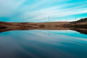 reservoir, wind turbines, clean energy, energy, wind, power, turbine, clean, electricity, sustainable, windmill, renewable, environmental, alternative, nature, technology, electric, environment, green, propeller, generation, innovation, development, ecology, landscape, sky, blue innovation, blue clean