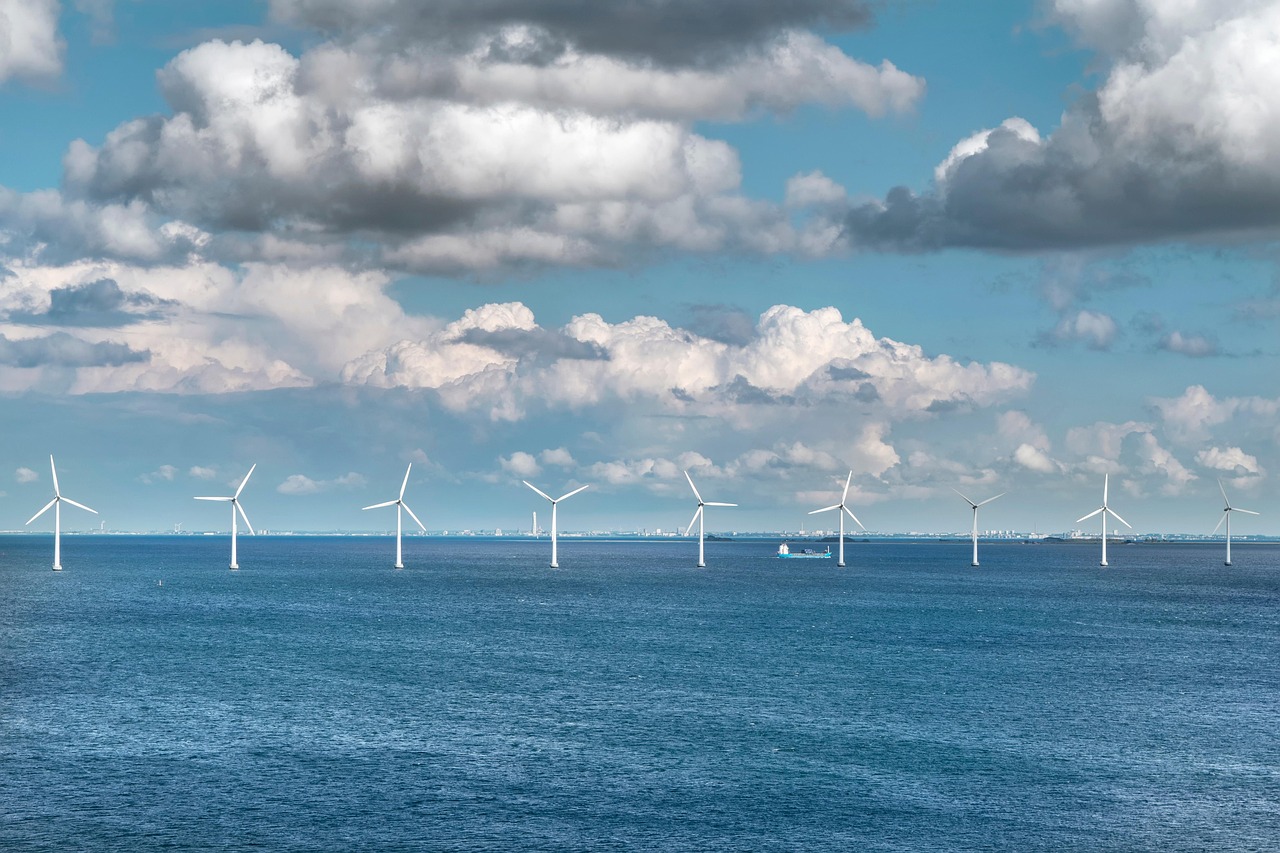 sea, wind turbines, wind farm, windmills, wind power, wind energy, electricity, energy, horizon, sky, clouds, nature, wind turbines, wind turbines, wind turbines, wind farm, wind farm, wind farm, wind farm, wind farm