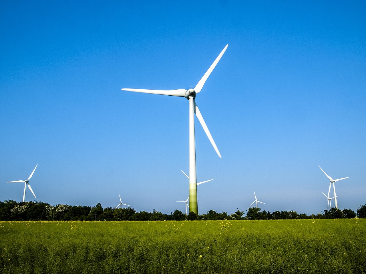 pinwheels, landscape, wind energy, wind turbines