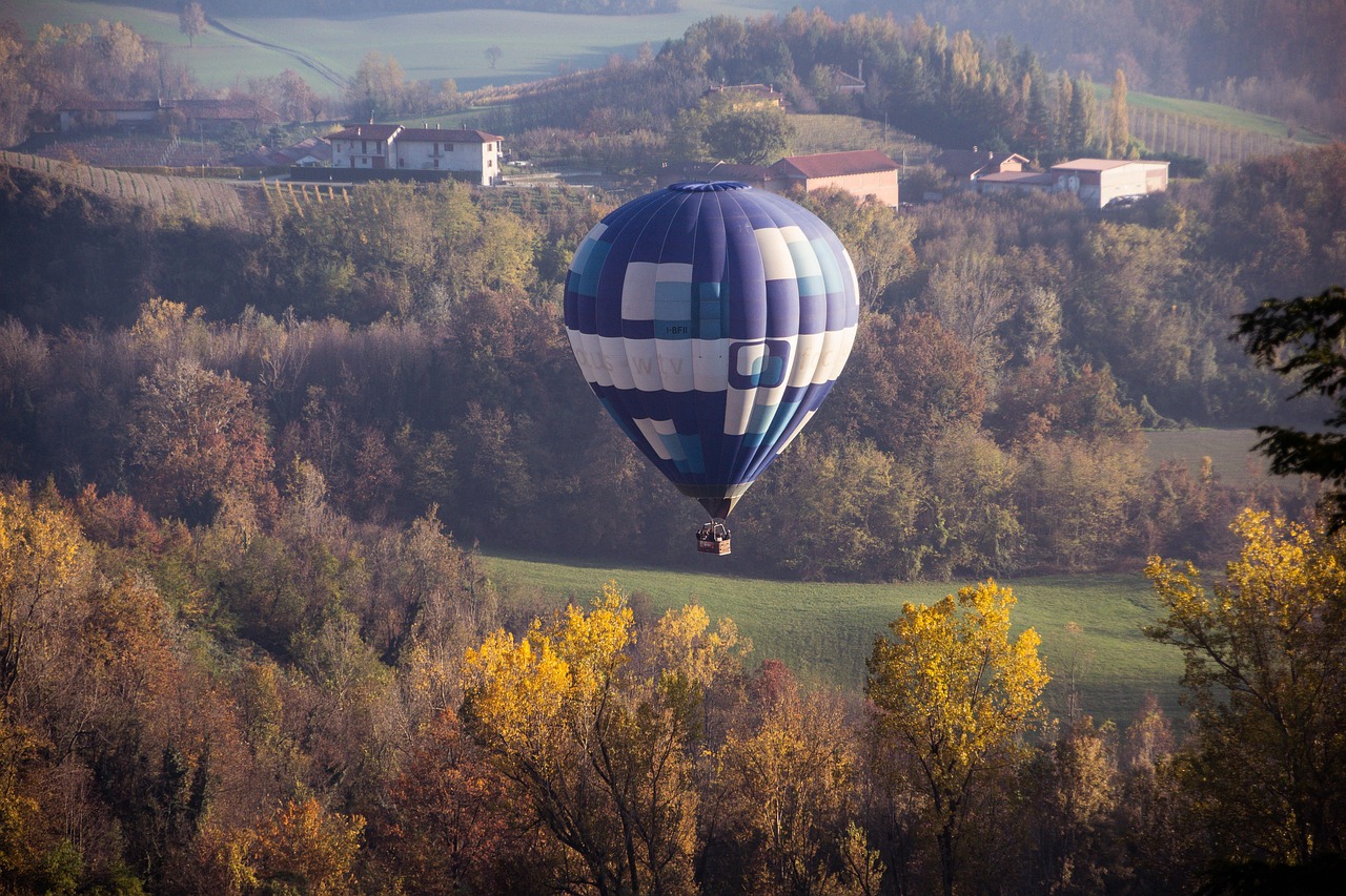 hot air balloon, flying, trees, floating, balloon, nature, hot air balloon ride, sunlight, light, wind, countryside