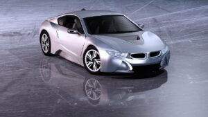 electric car, sports car, car, automobile, passenger cars, coupe, nobel body, athletic, bmw, electric, environmentally friendly, dream car, evening atmosphere, limousine, electric drive, electric motor, metallic, car wallpapers, silver, glittering, technology, reflection, rendered, 3d, model, computer graphics