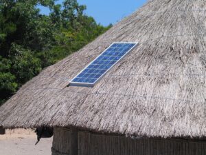 solar panel, roof, straw, hut, solar, panel, alternative, energy, power, electricity, house, environment, nature, renewable, green, sun, electric, environmental, conservation, africa, rooftop, gray house, gray sun, gray energy, gray power