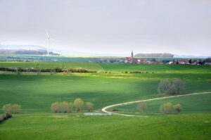 sustainable development, landscape, environment, sky, green, lorraine, countryside, greenery, nature, france, town, wind turbine, high tech, clean electricity, energy, wind, technology, resources, helix