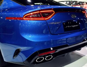 vehicle, car, sports, kia, car wallpapers, stinger, blue, blue car, vehicle blue, kia blue, stinger blue, automotive, self, bright, flashlight, style, design, rear, vehicle rear