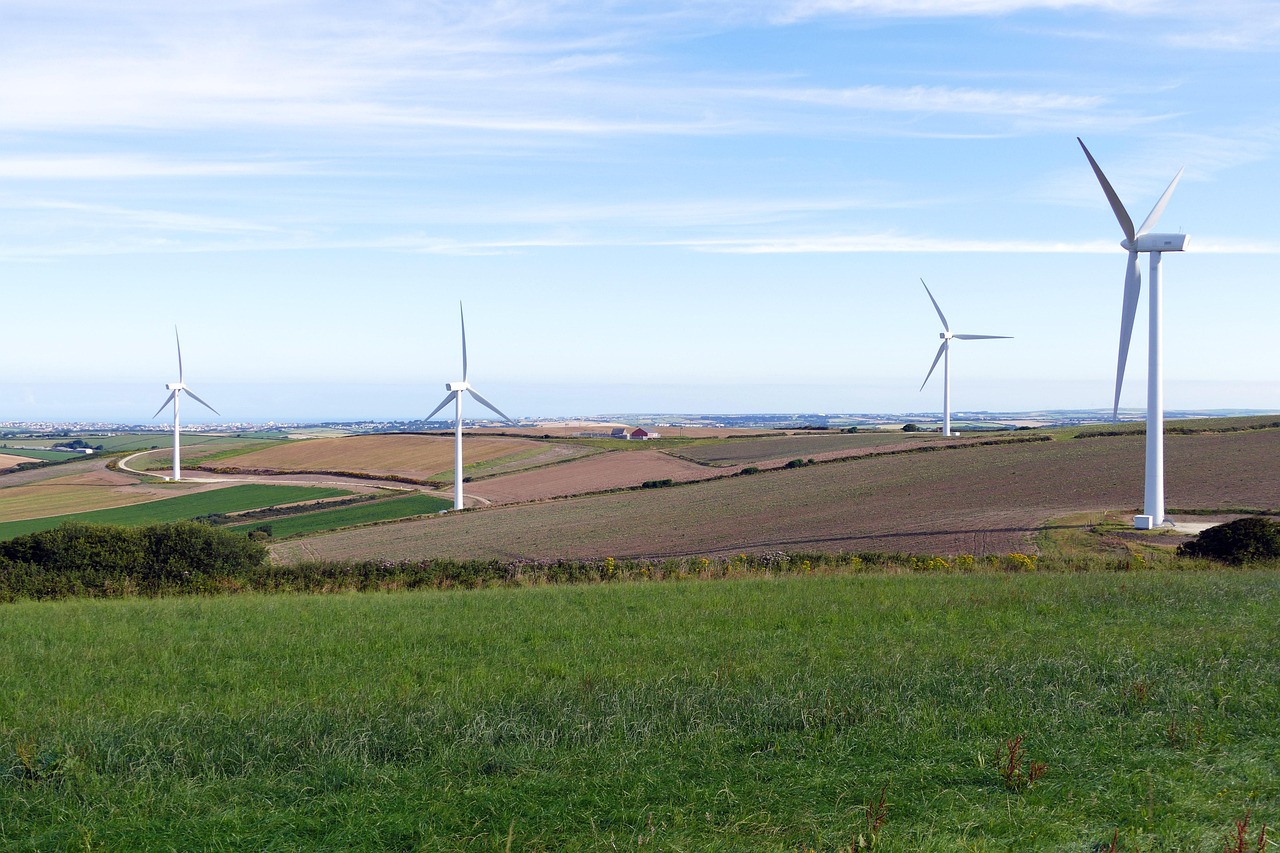 wind, wind turbines, energy, power, turbine, electricity, environment, renewable, generator, sky, windmill, alternative, green, blue sky, environmental, technology, nature, industry, generation, blue, farm, generate, electric, landscape, rotate, rotation, conservation, mill, sustainable, propeller, industrial, field, supply, cloud, spin, tower, plant, wind farm, development, clean