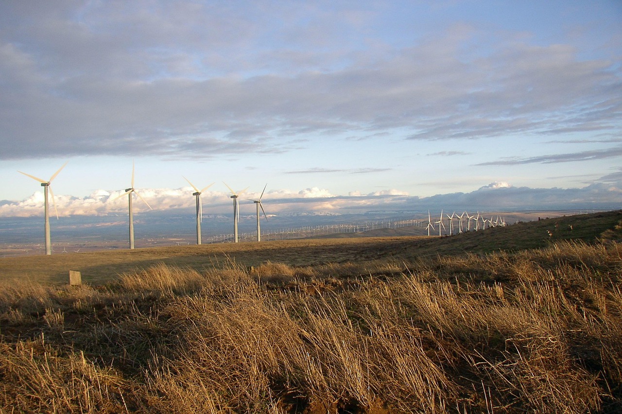 wind, turbines, electricity, power, electric, clean, energy, ecological, turbine, landscape, mountains, nature, sky, clouds