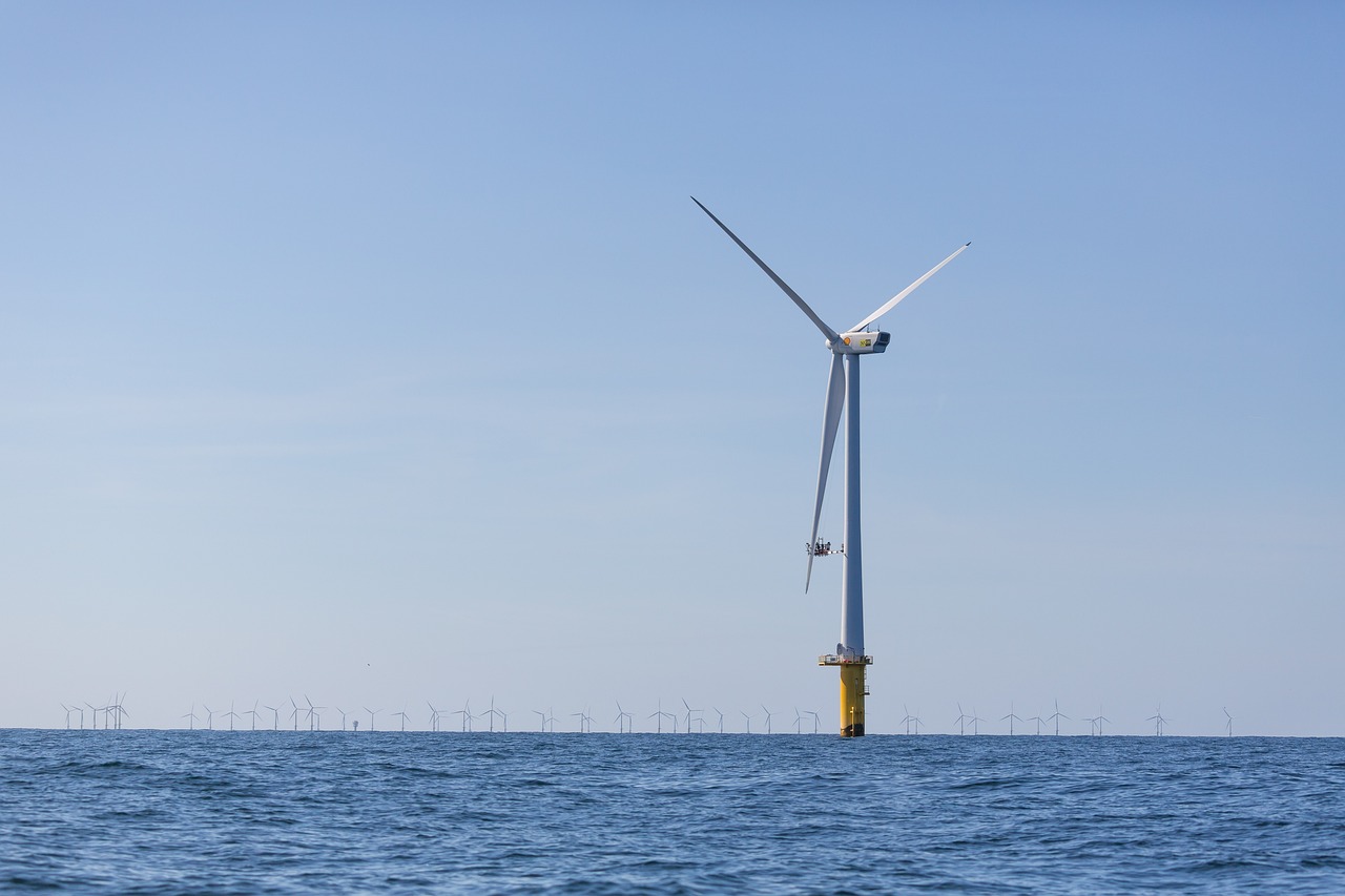 north sea, wind mill, sea, netherlands, ijmuiden, nature, windmills, wind energy, mill, clouds, water, summer, coast, climate, clean energy, awaken