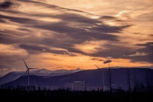 wind, power, turbine, windmill, sky, sunset, clouds, nature, environment, friendly, environmentally, sustainable, mountains, scenic, energy, alternative, future, beautiful, landscape, hills, project