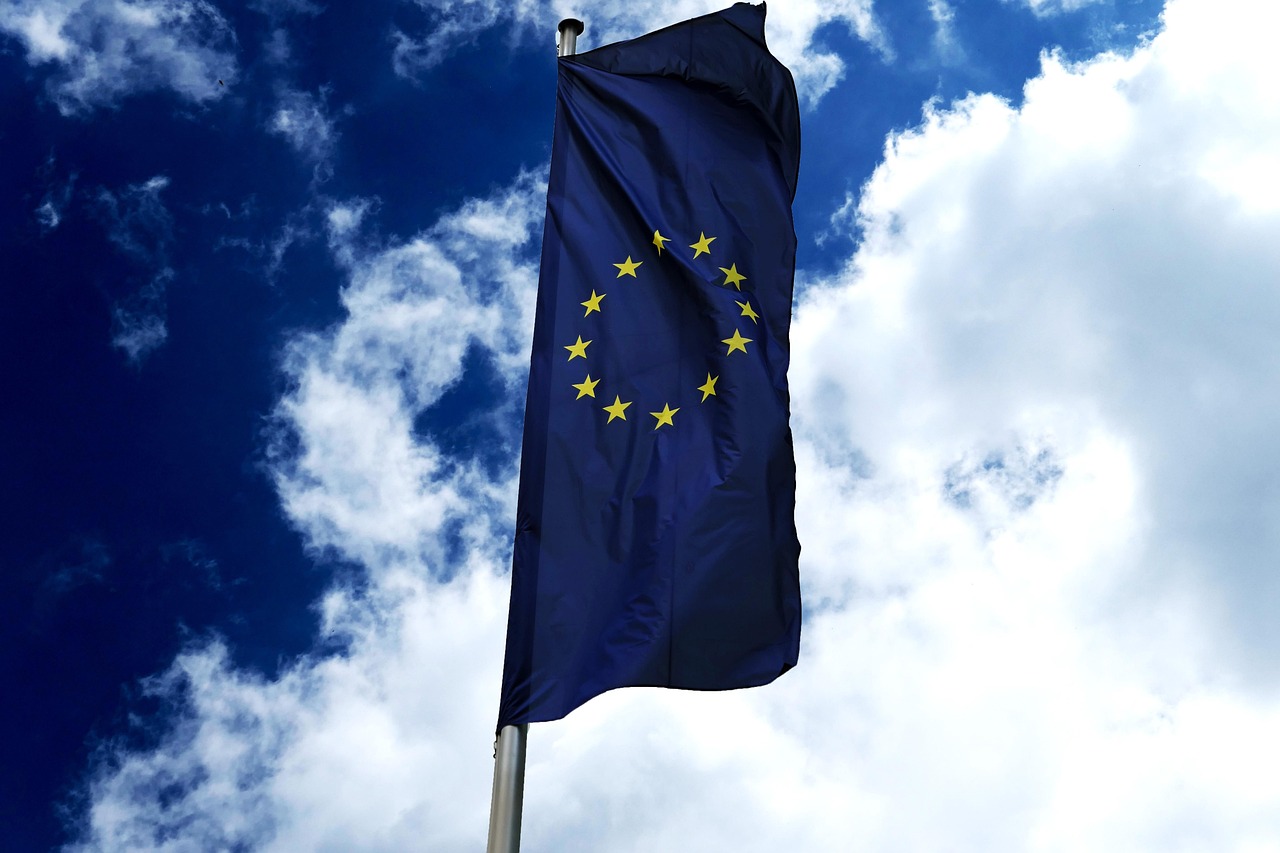 european flag, europe, symbol, heaven, flag, character, wind, blue, strip, banner, colour