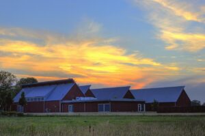 vandalorum, museum, värnamo, sweden, sunset, evening, outside, scenic, grass, sunshine, sunlight, building, summer, go, forest, buildings, green, landscape, blue sky, nature, beautifully, solar, sky, tree, house, blue, osudden