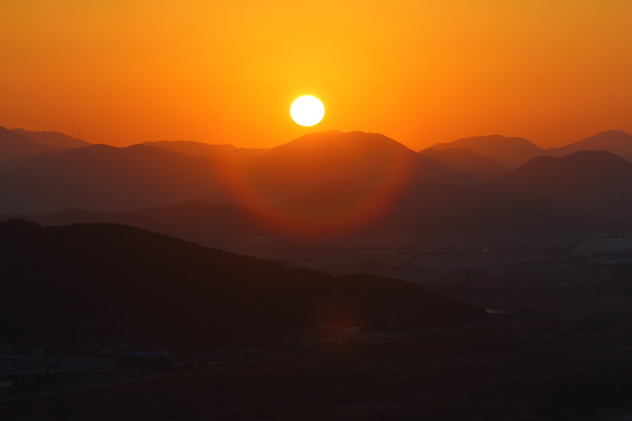 sunrise, mountain, sunset, nature, horizon, solar, the veil